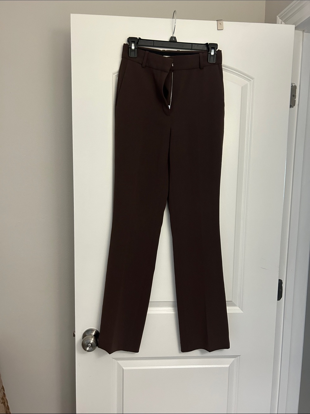 Babaton Dark Brown Straight-Leg Dress Trousers